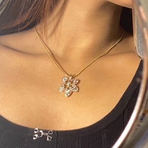 Elegant light pink flower CZ pendant with earrings